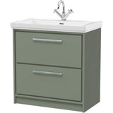 Hudson Reed Lille 800mm Freestanding 2 Drawer Vanity Unit & Basin Fern Green LIL3135A