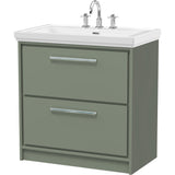 Hudson Reed Lille 800mm Freestanding 2 Drawer Vanity Unit & Basin Fern Green LIL3135B
