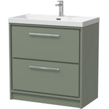 Hudson Reed Lille 800mm Freestanding 2 Drawer Vanity Unit & Basin Fern Green LIL3135E