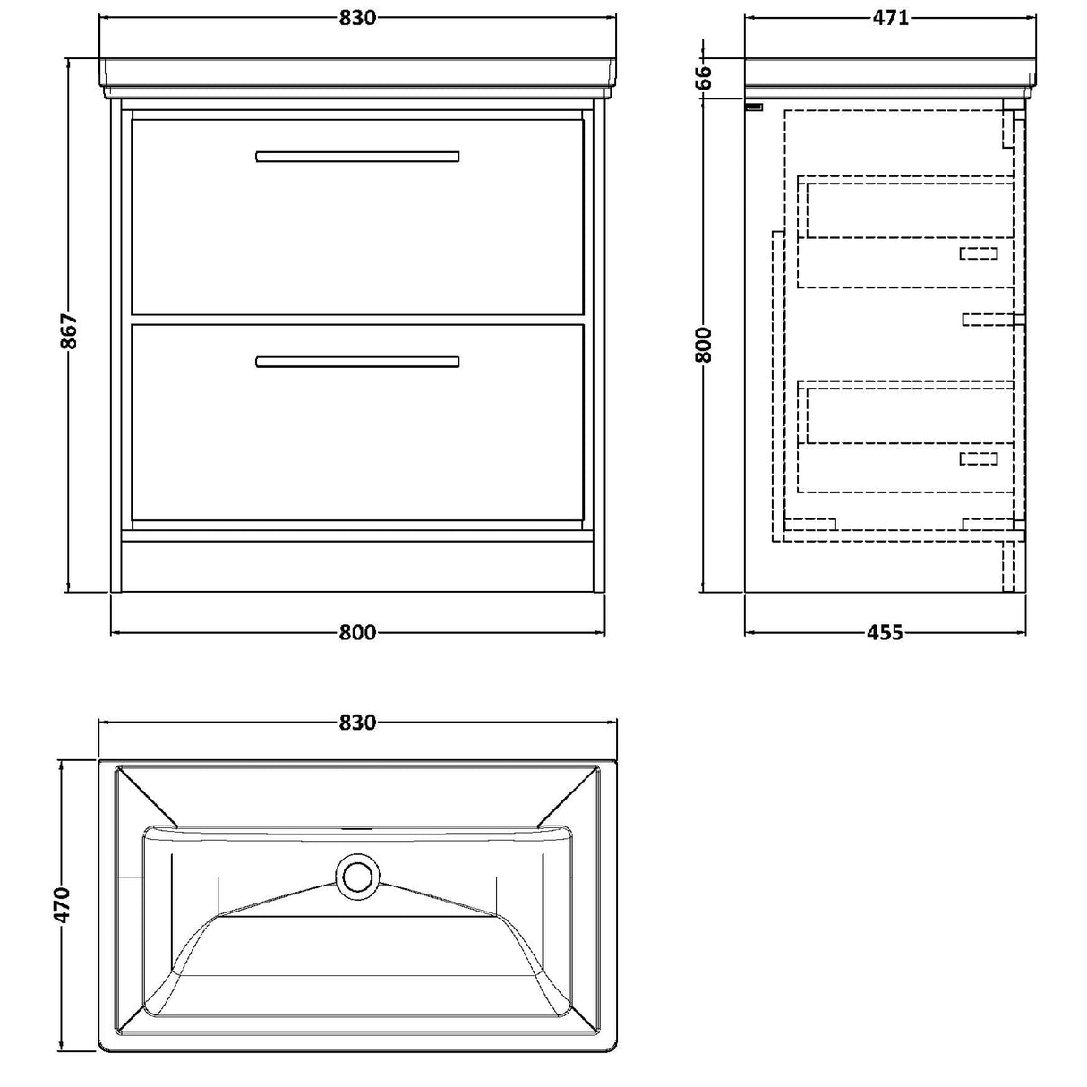 Hudson Reed Lille 800mm Freestanding 2 Drawer Vanity Unit & Basin Fern Green LIL3135H LD