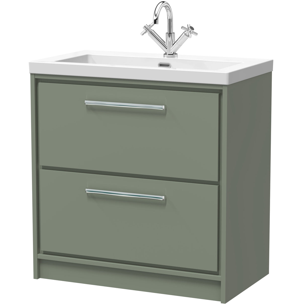 Hudson Reed Lille 800mm Freestanding 2 Drawer Vanity Unit & Basin Fern Green LIL3135L