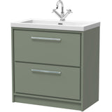 Hudson Reed Lille 800mm Freestanding 2 Drawer Vanity Unit & Basin Fern Green LIL3135L