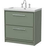 Hudson Reed Lille 800mm Freestanding 2 Drawer Vanity Unit & Basin Fern Green LIL3135M