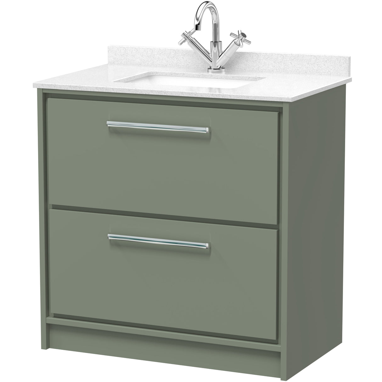 Hudson Reed Lille 800mm Freestanding 2 Drawer Vanity Unit & Basin Fern Green LIL3135WS1