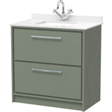 Hudson Reed Lille 800mm Freestanding 2 Drawer Vanity Unit & Basin Fern Green LIL3135WS1