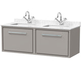 Hudson Reed Lille 1200mm Wall Hung Double Vanity Unit & Basin, 2 Drawers Pebble Grey LIL3222WS2