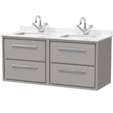 Hudson Reed Lille 1200mm Wall Hung Double Vanity Unit & Basin, 4 Drawers Pebble Grey LIL3224WS2