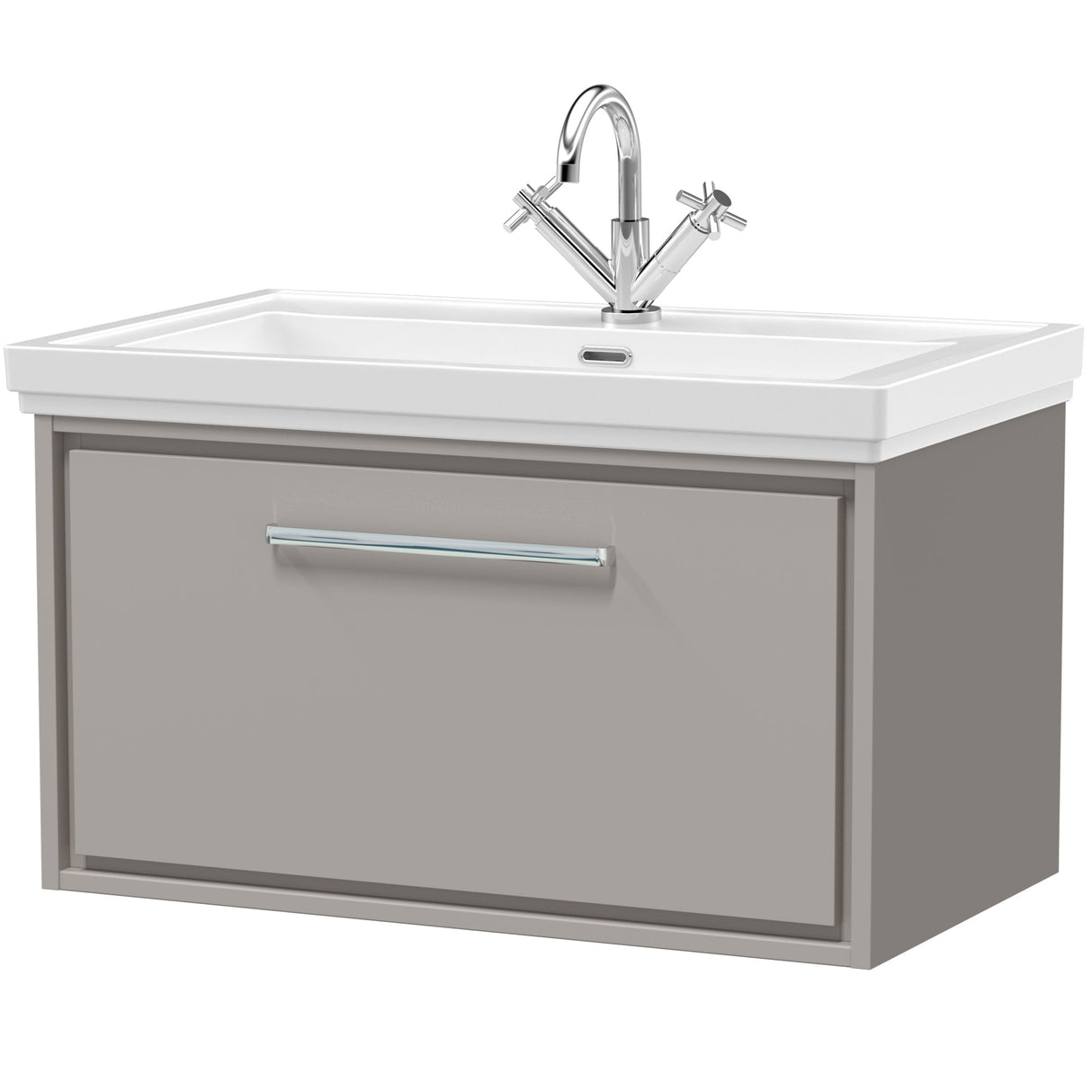 Hudson Reed Lille 800mm Wall Hung 1 Drawer Vanity Unit & Basin Pebble Grey LIL3225A