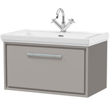 Hudson Reed Lille 800mm Wall Hung 1 Drawer Vanity Unit & Basin Pebble Grey LIL3225A