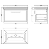 Hudson Reed Lille 800mm Wall Hung 1 Drawer Vanity Unit & Basin Pebble Grey LIL3225A LD