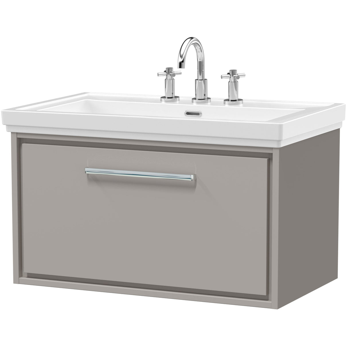 Hudson Reed Lille 800mm Wall Hung 1 Drawer Vanity Unit & Basin Pebble Grey LIL3225B