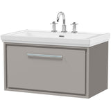 Hudson Reed Lille 800mm Wall Hung 1 Drawer Vanity Unit & Basin Pebble Grey LIL3225B