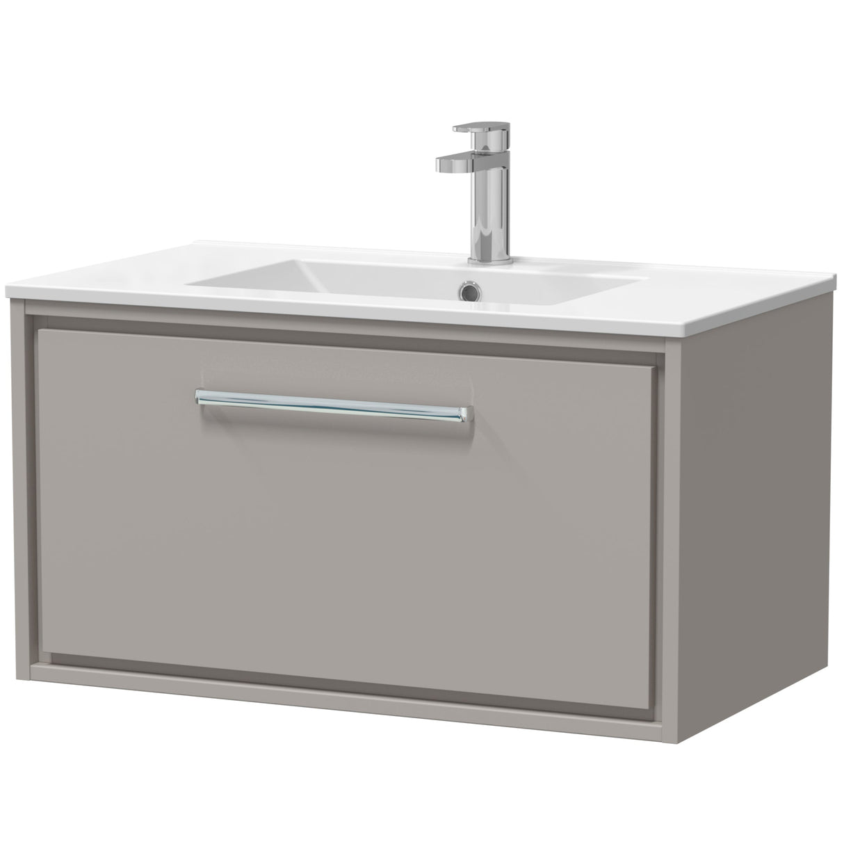 Hudson Reed Lille 800mm Wall Hung 1 Drawer Vanity Unit & Basin Pebble Grey LIL3225C
