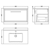Hudson Reed Lille 800mm Wall Hung 1 Drawer Vanity Unit & Basin Pebble Grey LIL3225C LD