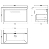 Hudson Reed Lille 800mm Wall Hung 1 Drawer Vanity Unit & Basin Pebble Grey LIL3225E LD
