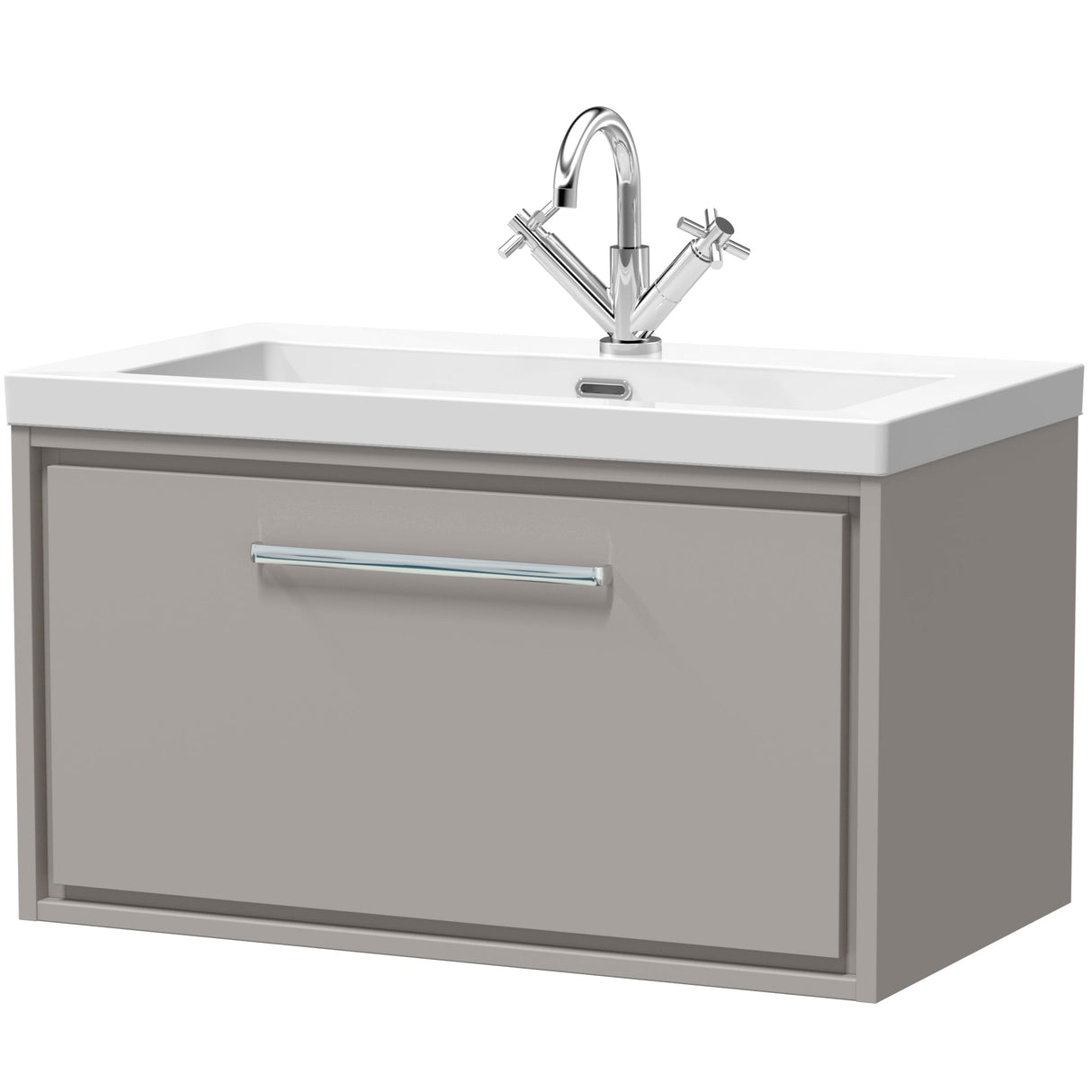 Hudson Reed Lille 800mm Wall Hung 1 Drawer Vanity Unit & Basin Pebble Grey LIL3225L