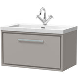 Hudson Reed Lille 800mm Wall Hung 1 Drawer Vanity Unit & Basin Pebble Grey LIL3225L