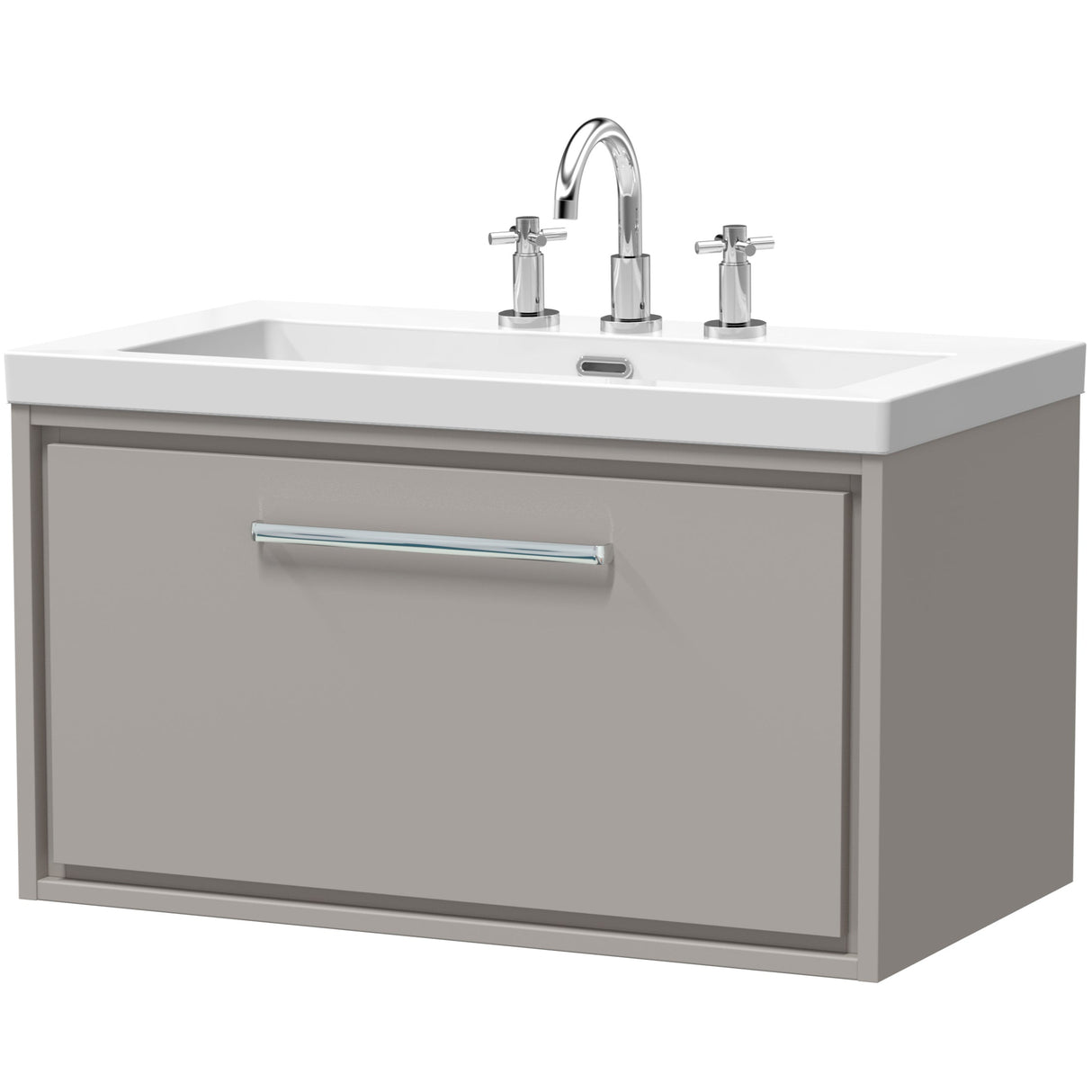 Hudson Reed Lille 800mm Wall Hung 1 Drawer Vanity Unit & Basin Pebble Grey LIL3225M