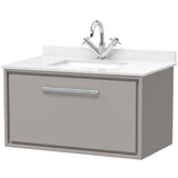 Hudson Reed Lille 800mm Wall Hung 1 Drawer Vanity Unit & Basin Pebble Grey LIL3225WS1