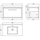Hudson Reed Lille 800mm Wall Hung 1 Drawer Vanity Unit & Basin Pebble Grey LIL3225WS1 LD