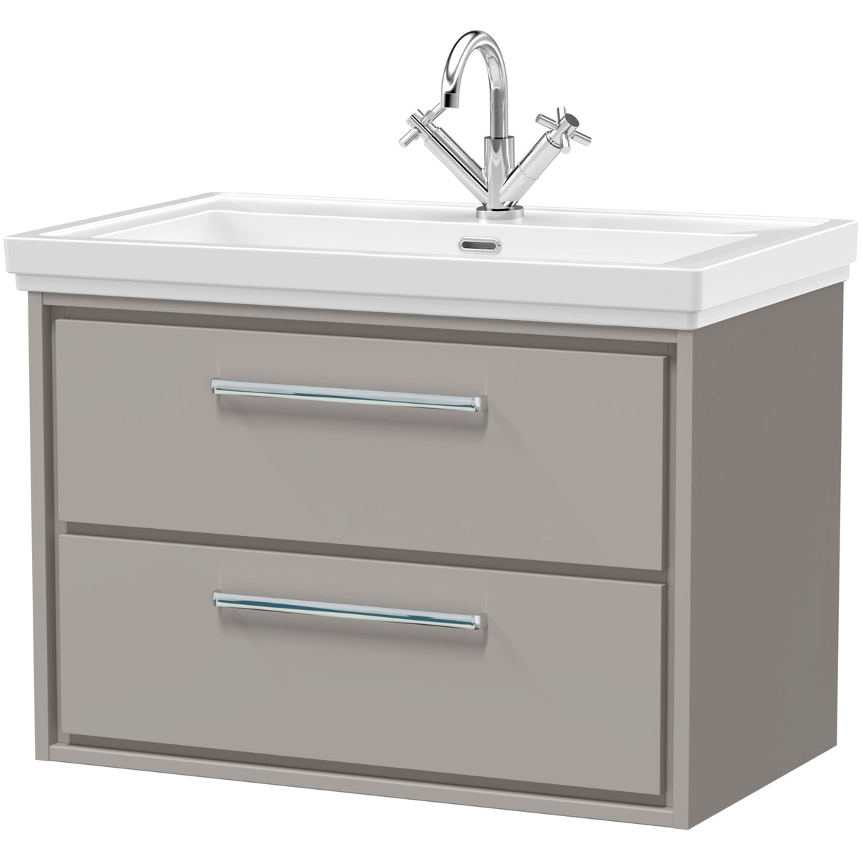 Hudson Reed Lille 800mm Wall Hung 2 Drawer Vanity Unit & Basin Pebble Grey LIL3226A
