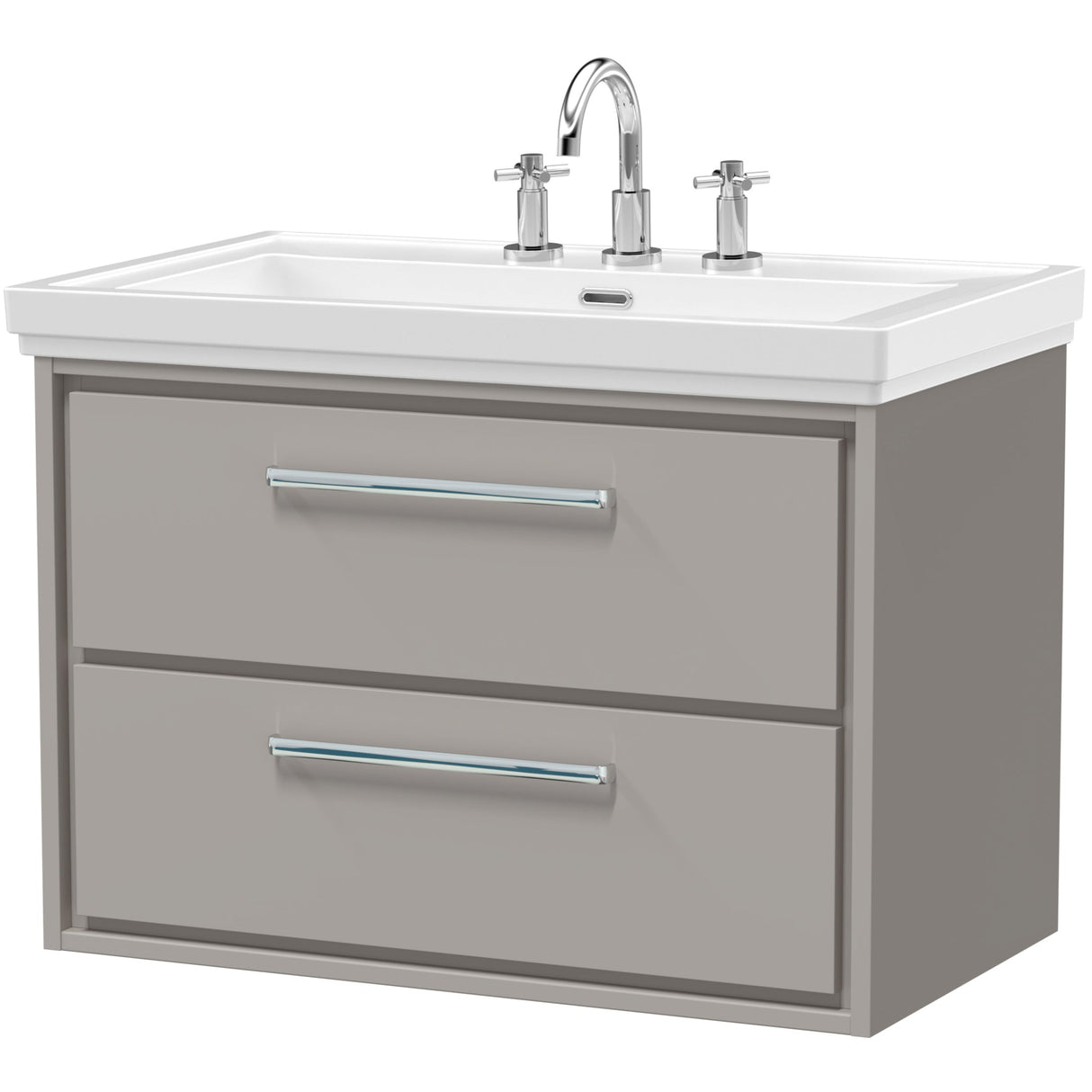 Hudson Reed Lille 800mm Wall Hung 2 Drawer Vanity Unit & Basin Pebble Grey LIL3226B