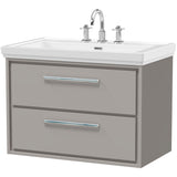 Hudson Reed Lille 800mm Wall Hung 2 Drawer Vanity Unit & Basin Pebble Grey LIL3226B
