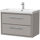 Hudson Reed Lille 800mm Wall Hung 2 Drawer Vanity Unit & Basin Pebble Grey LIL3226E
