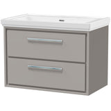 Hudson Reed Lille 800mm Wall Hung 2 Drawer Vanity Unit & Basin Pebble Grey LIL3226H