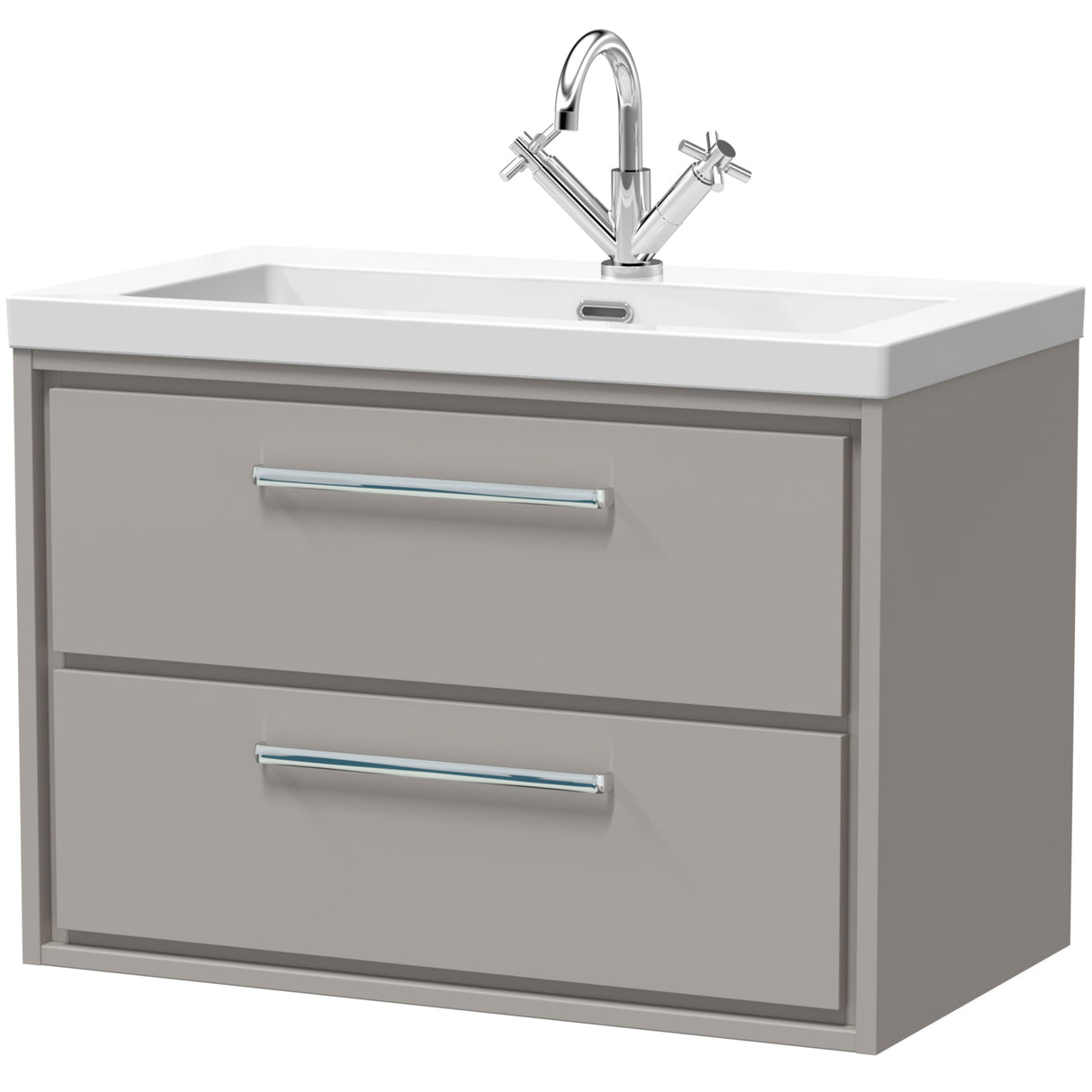 Hudson Reed Lille 800mm Wall Hung 2 Drawer Vanity Unit & Basin Pebble Grey LIL3226L