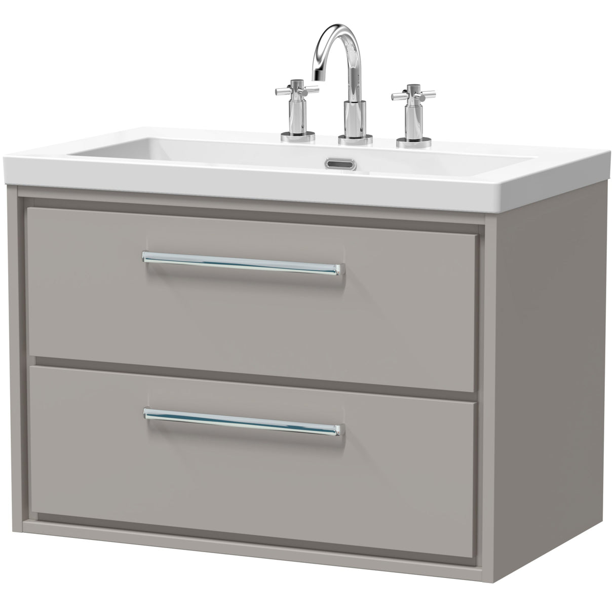 Hudson Reed Lille 800mm Wall Hung 2 Drawer Vanity Unit & Basin Pebble Grey LIL3226M