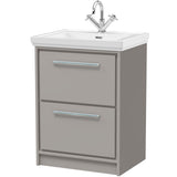 Hudson Reed Lille 600mm Freestanding 2 Drawer Vanity Unit & Basin Pebble Grey LIL3233A