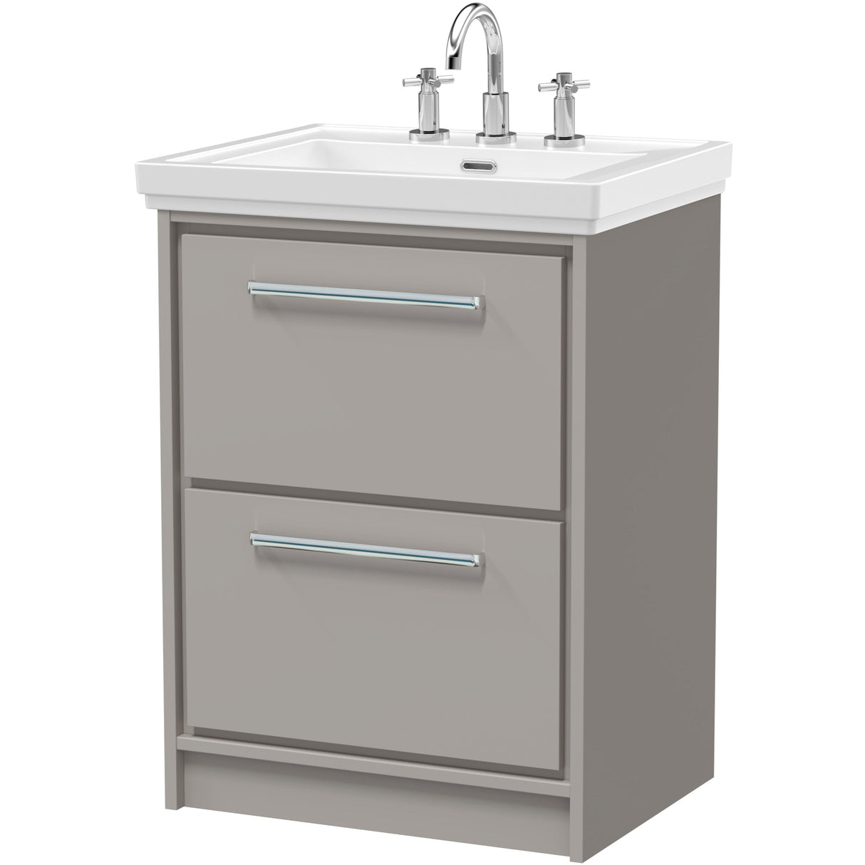 Hudson Reed Lille 600mm Freestanding 2 Drawer Vanity Unit & Basin Pebble Grey LIL3233B