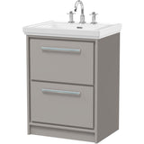 Hudson Reed Lille 600mm Freestanding 2 Drawer Vanity Unit & Basin Pebble Grey LIL3233B