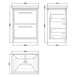 Hudson Reed Lille 600mm Freestanding 2 Drawer Vanity Unit & Basin