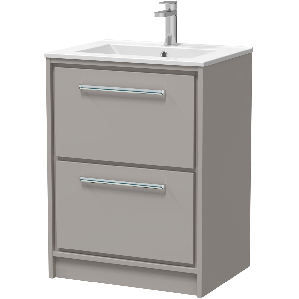 Hudson Reed Lille 600mm Freestanding 2 Drawer Vanity Unit & Basin Pebble Grey LIL3233C