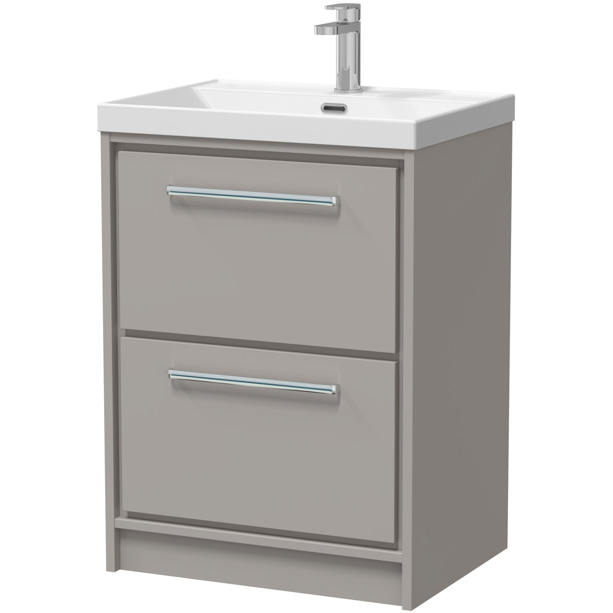 Hudson Reed Lille 600mm Freestanding 2 Drawer Vanity Unit & Basin Pebble Grey LIL3233E
