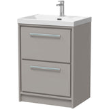 Hudson Reed Lille 600mm Freestanding 2 Drawer Vanity Unit & Basin Pebble Grey LIL3233E
