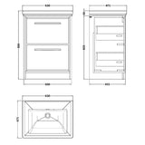 Hudson Reed Lille 600mm Freestanding 2 Drawer Vanity Unit & Basin Pebble Grey LIL3233H LD