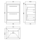 Hudson Reed Lille 600mm Freestanding 2 Drawer Vanity Unit & Basin Pebble Grey LIL3233K LD