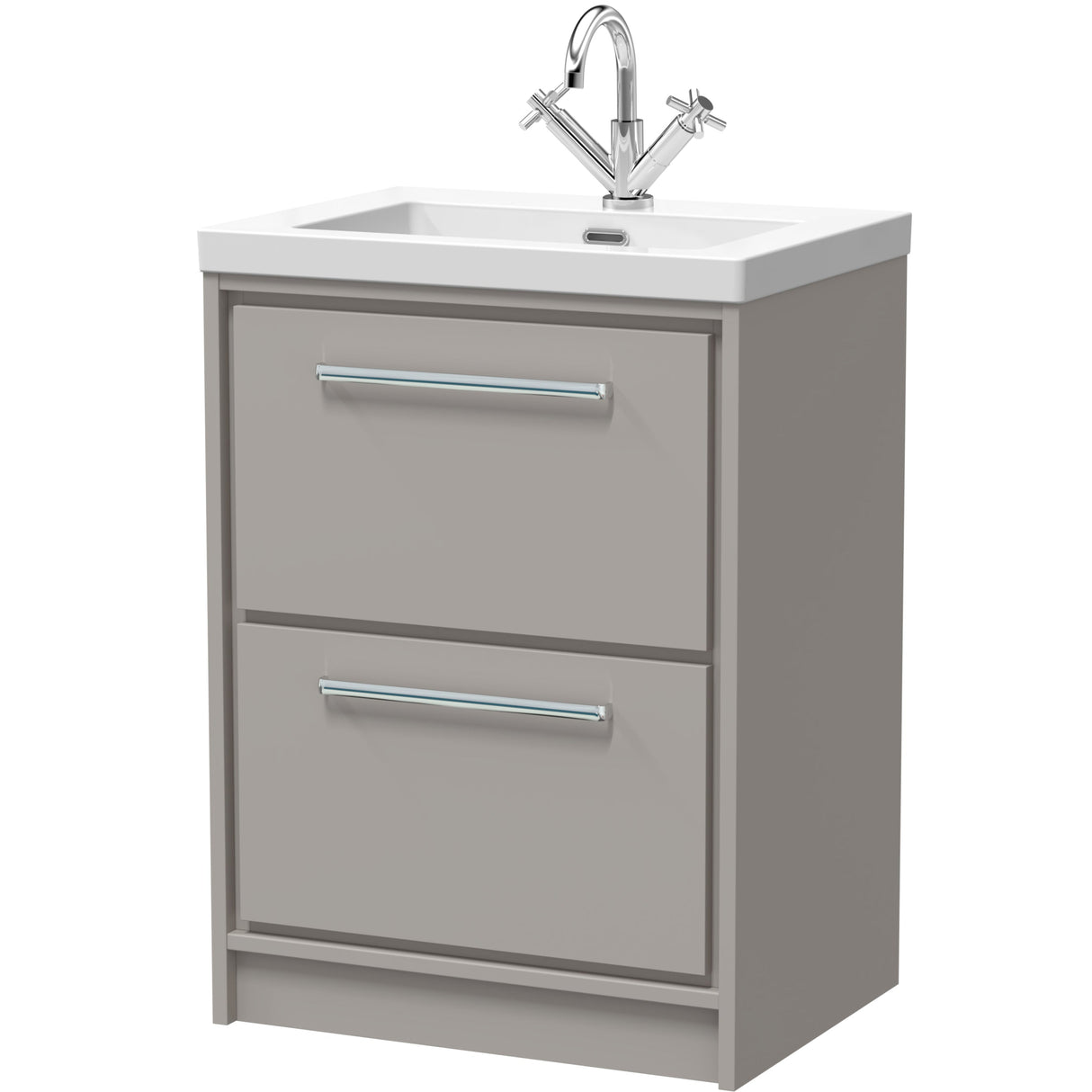 Hudson Reed Lille 600mm Freestanding 2 Drawer Vanity Unit & Basin Pebble Grey LIL3233L