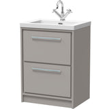 Hudson Reed Lille 600mm Freestanding 2 Drawer Vanity Unit & Basin Pebble Grey LIL3233L