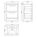 Hudson Reed Lille 600mm Freestanding 2 Drawer Vanity Unit & Basin Pebble Grey LIL3233M LD