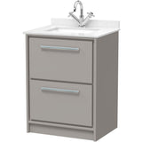 Hudson Reed Lille 600mm Freestanding 2 Drawer Vanity Unit & Basin Pebble Grey LIL3233WS1