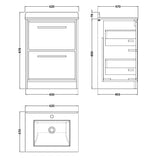 Hudson Reed Lille 600mm Freestanding 2 Drawer Vanity Unit & Basin Pebble Grey LIL3233WS1 LD