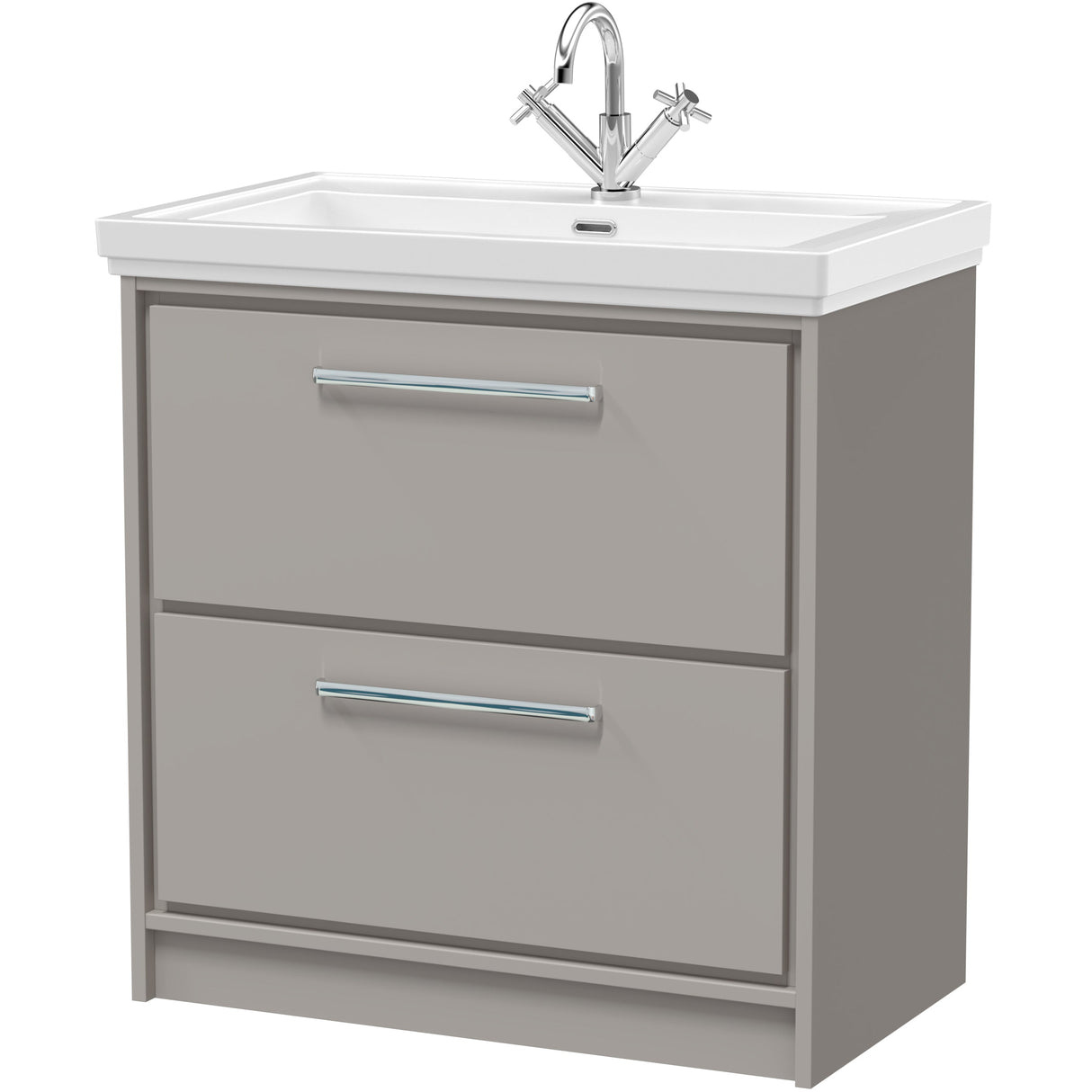 Hudson Reed Lille 800mm Freestanding 2 Drawer Vanity Unit & Basin Pebble Grey LIL3235A