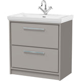 Hudson Reed Lille 800mm Freestanding 2 Drawer Vanity Unit & Basin Pebble Grey LIL3235A