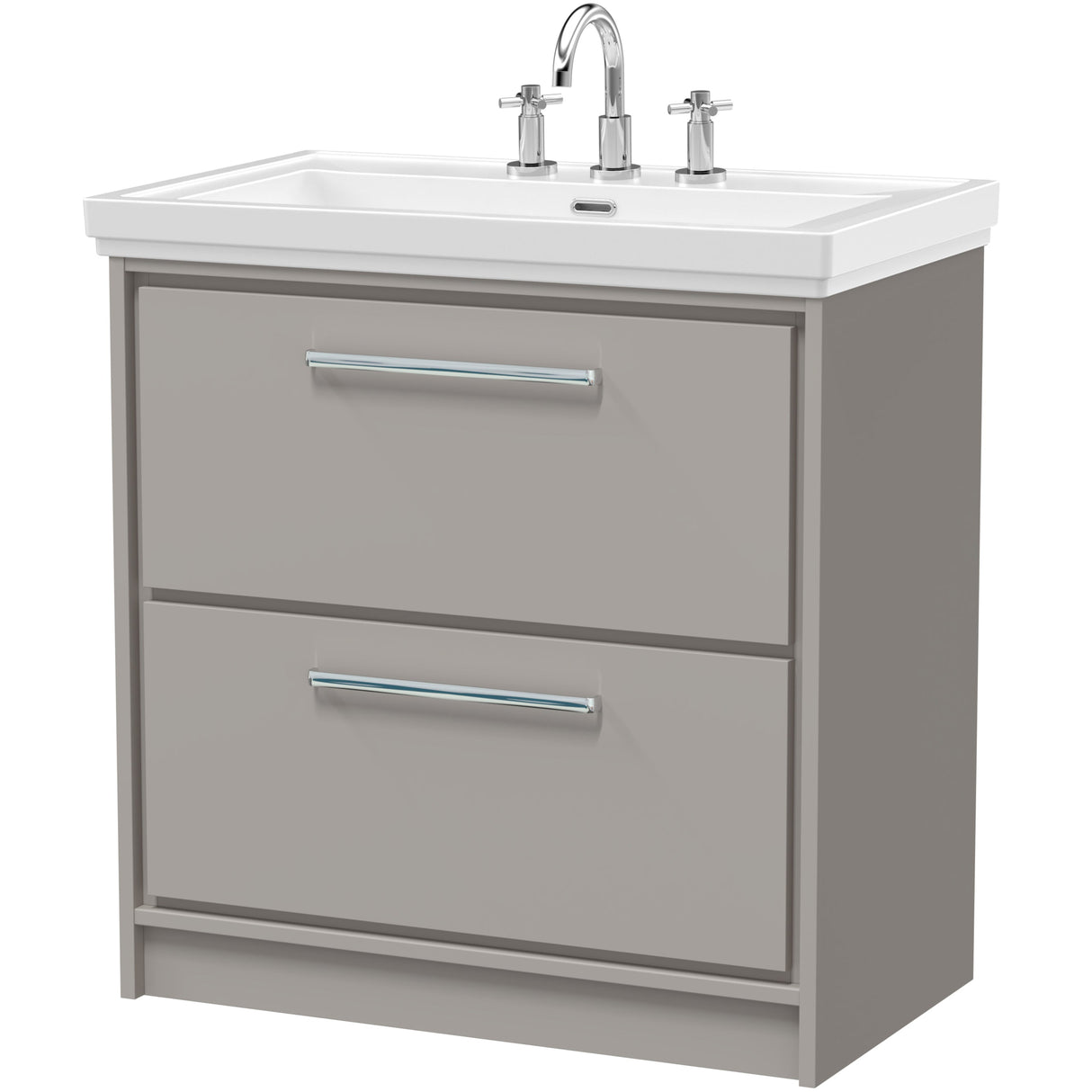 Hudson Reed Lille 800mm Freestanding 2 Drawer Vanity Unit & Basin Pebble Grey LIL3235B