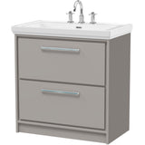 Hudson Reed Lille 800mm Freestanding 2 Drawer Vanity Unit & Basin Pebble Grey LIL3235B