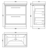 Hudson Reed Lille 800mm Freestanding 2 Drawer Vanity Unit & Basin Pebble Grey LIL3235B LD